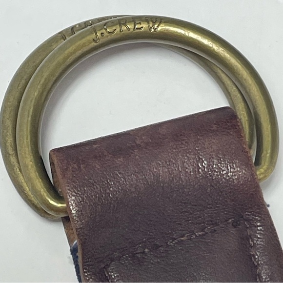 J.Crew‎ Belt womens size 42x1.8 inch  Orange Blue Retriever Dog print Cotton - Picture 3 of 13